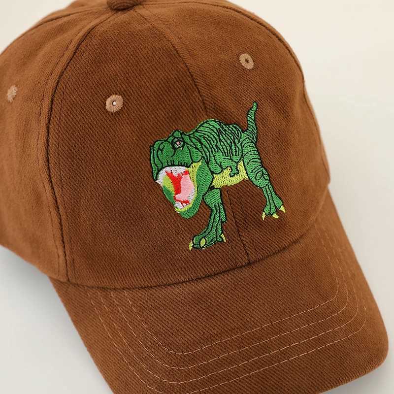 Caps Hats 2024 school boys baseball cap dinosaur embroidery childrens outdoor summer 2-8 year baby sports H24122321ZE