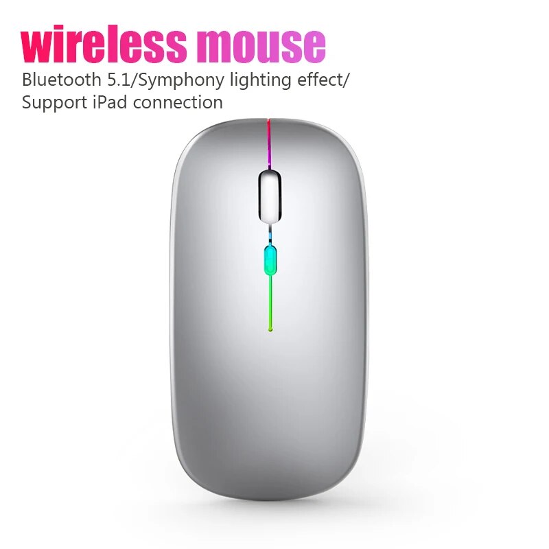 Wireless Mouse RGB Rechargeable Bluetooth Mice Wireless Computer Mause LED Backlit Ergonomic Gaming Mouse for Laptop PC1600DPI