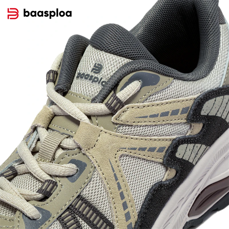 Baasploa Men Running Shoes Outdoor Casual Lightweight Breathable Sneakers Male Non-Slip Vintage Sports Shoes