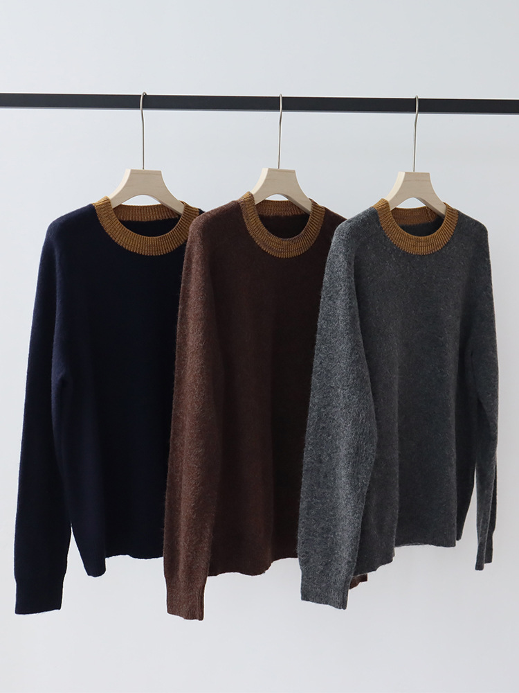 bstb01 Chic Ladies' Knitted Sweater for Autumn - Comfortable Round Neck, Loose Fit Woolen Top