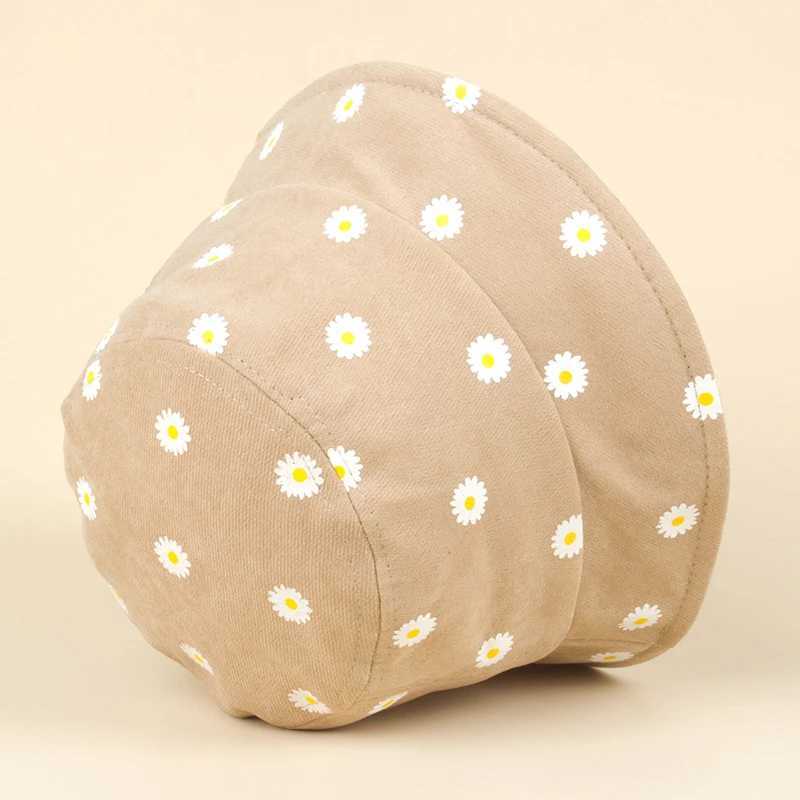 Caps Hats Summer Wide Brim Daisy Pattern Kids Bucket Hat Cute Flowers Baby Boys Girls Sun Hat Soft Kids Chilren Fisherman Panama Hat H241223