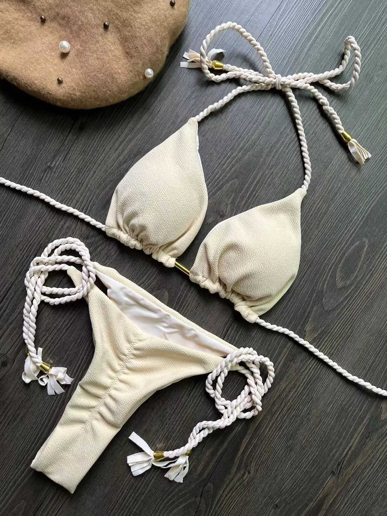 RUOTONSEPT Sexy Braiding rope Bandage Bikini Set Womens Swimsuit Two-piece Triangle Swimwear Bathing Suit Brazilian BiquinisXJ241223