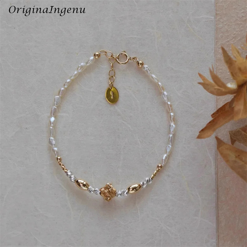14K Gold Filled Natural Baroque Pearl Bracelet Handmade Gold Beads Bracelet Waterproof Tarnish Resistant Jewelry Women Bracelet 241220