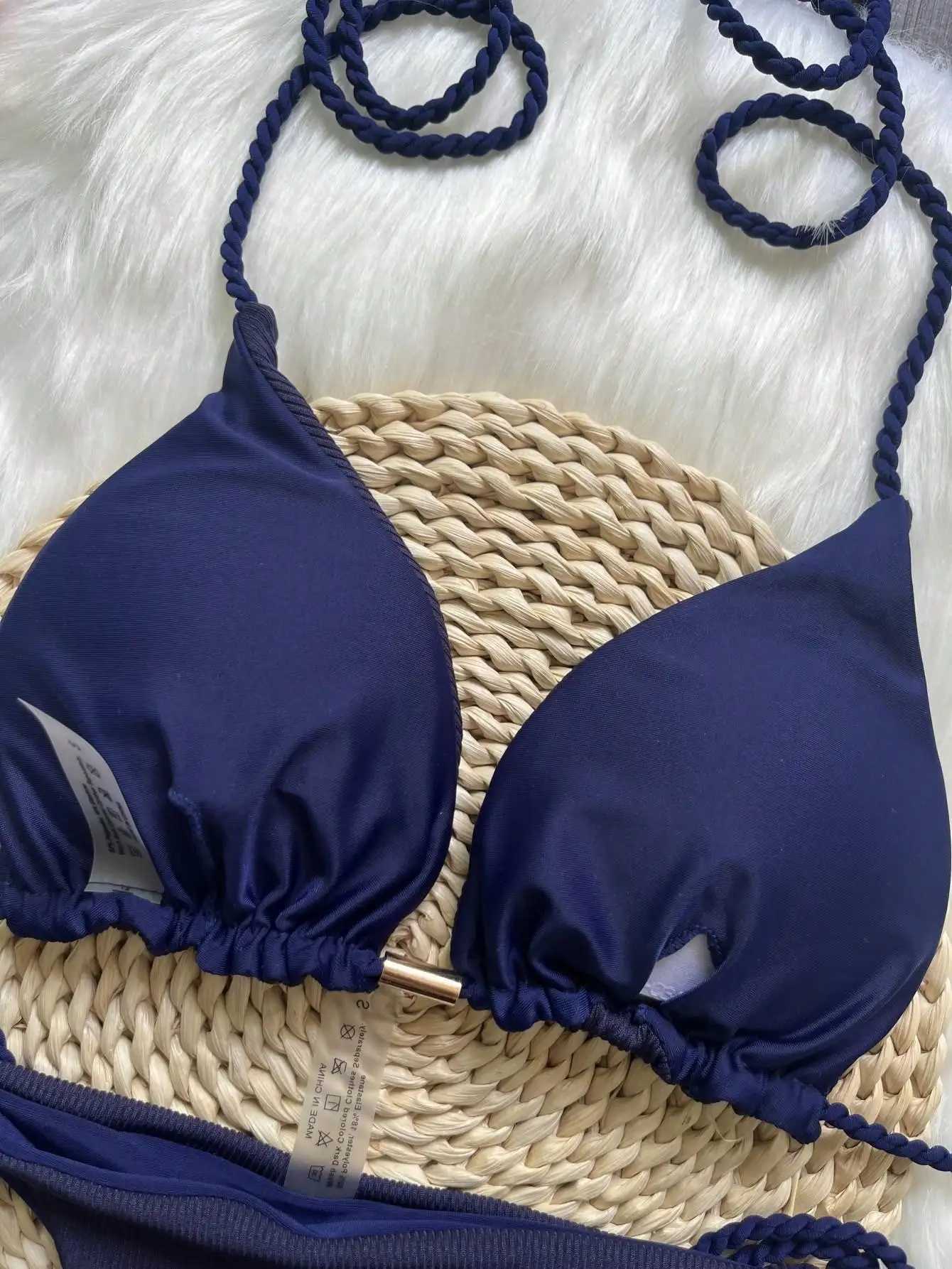 RUOTONGSEPT Sexy Swimwear Women Brazilian Bikini Set Solid Triangle Swimsuit Hand Woven Rope 2024 New Two Pieces Bathing SuitXJ241223