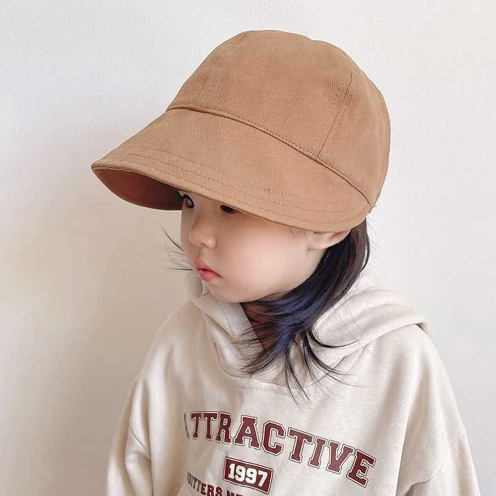 Caps Hats Korean solid color baby boy and girl summer fisherman hat material cotton set suitable for children aged 2-6 years old H241223
