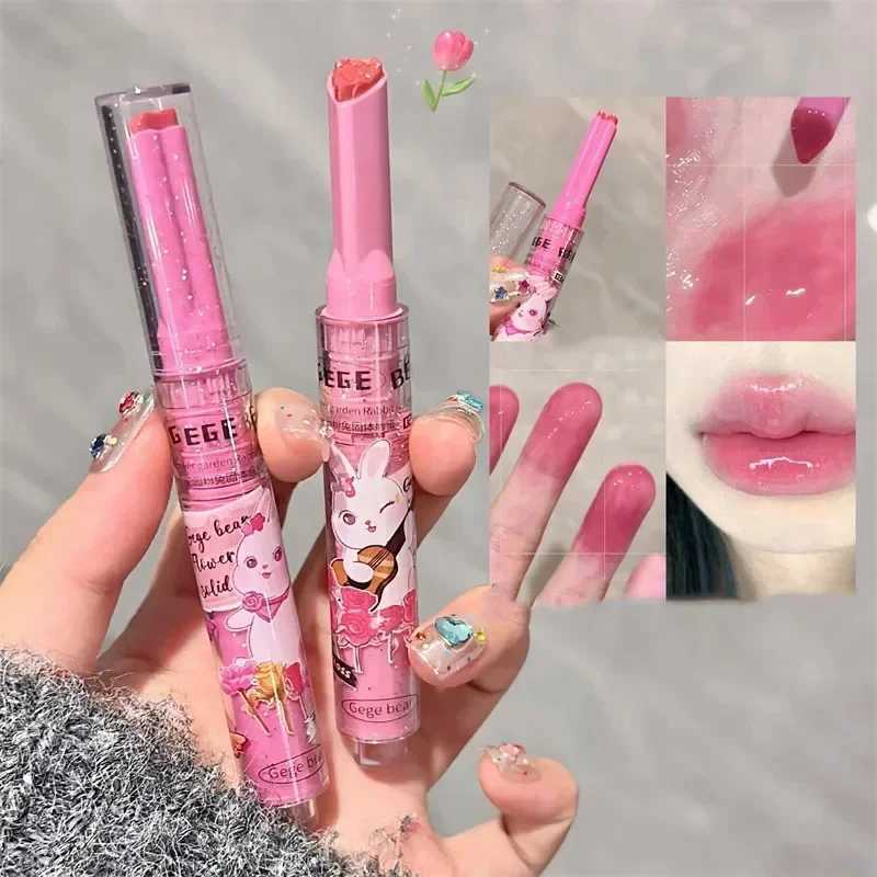 Love Shape Jelly Lipstick Waterproof Non-stick Cup Mirror Solid Lip Gloss Clear Lasting Moisturizing Lip Stick Makeup CosmeticXJ241223