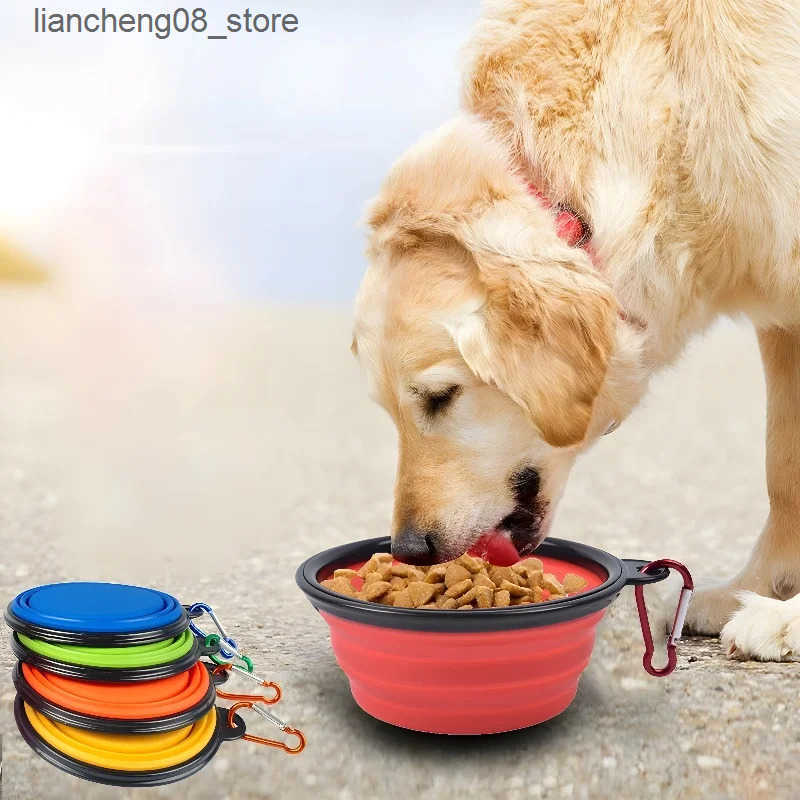 Dog Bowls Dishes Pet Dog Collapsible Bowl Folding 350ml Silicone Bowl Outdoor Travel Portable Puppy Food Container Feeder Dish Bowl Pet dog bowls L240