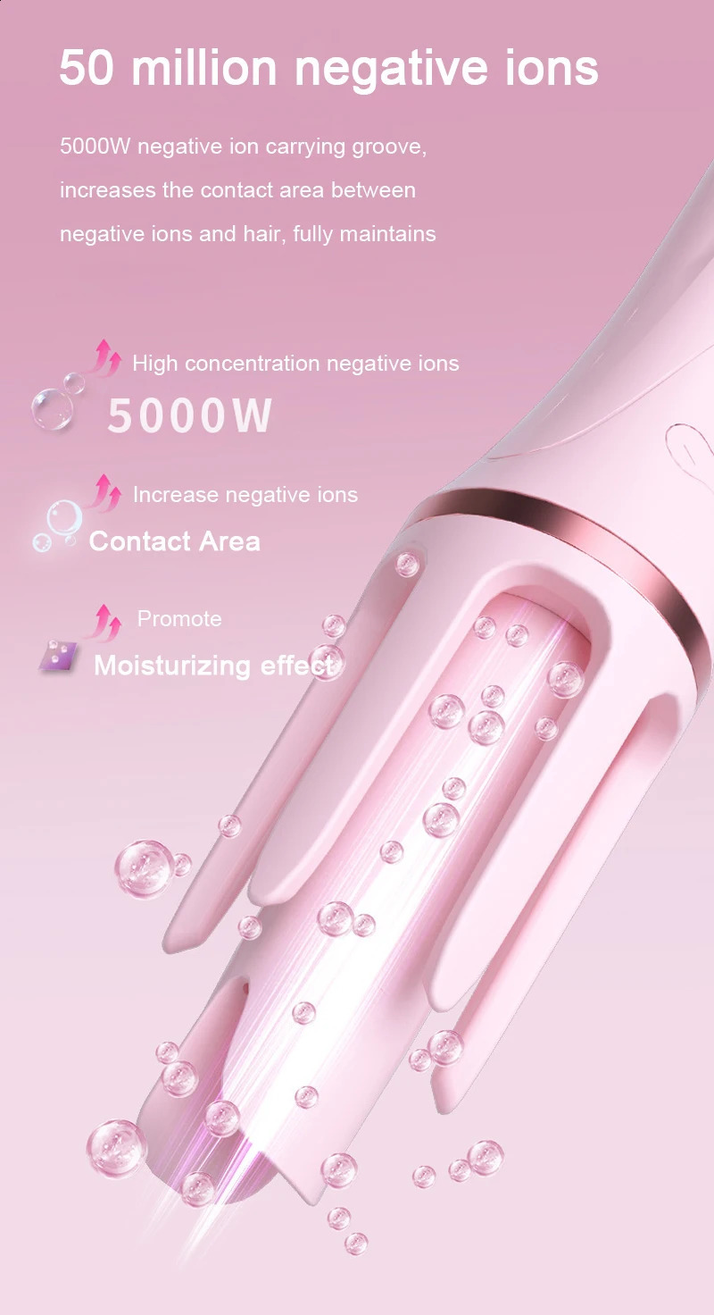 Automatic Curling Iron with Negative Ion for Smooth and Shiny Curls 32mm Ceramic Coating Auto Hair Curler Portable Home Travel 241223