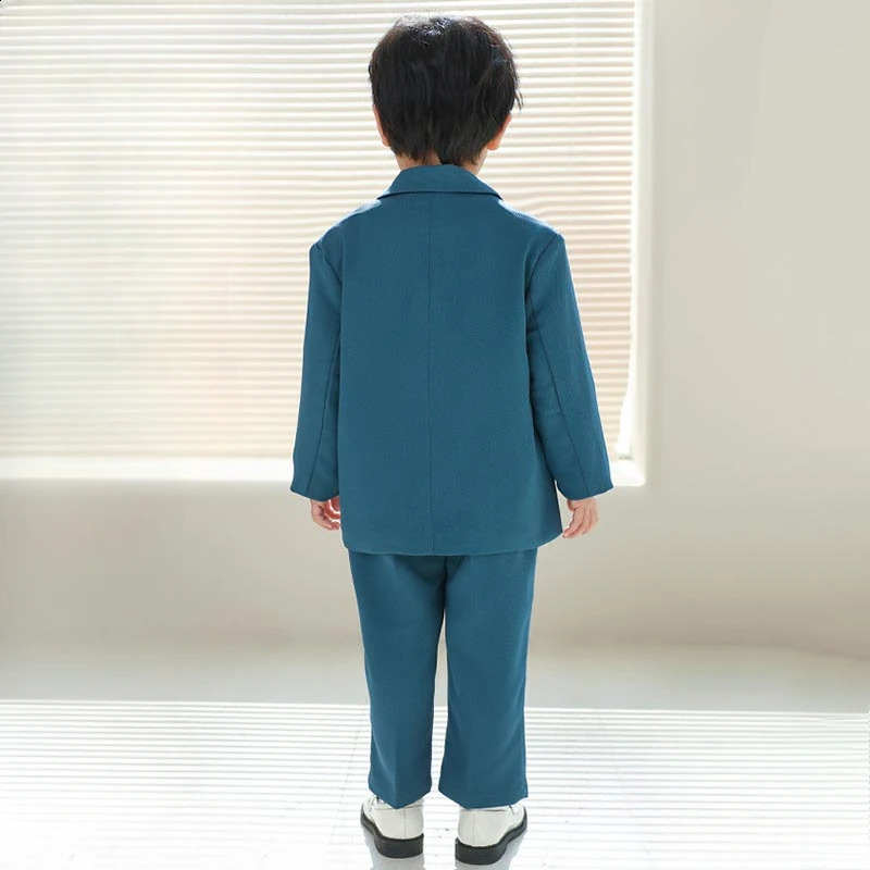 Boys Suit Fashion Design Handsome School Childrens Clothes Set Casual Blazers Pants 2pcs Page Boy Wedding Performance Costumes 241223