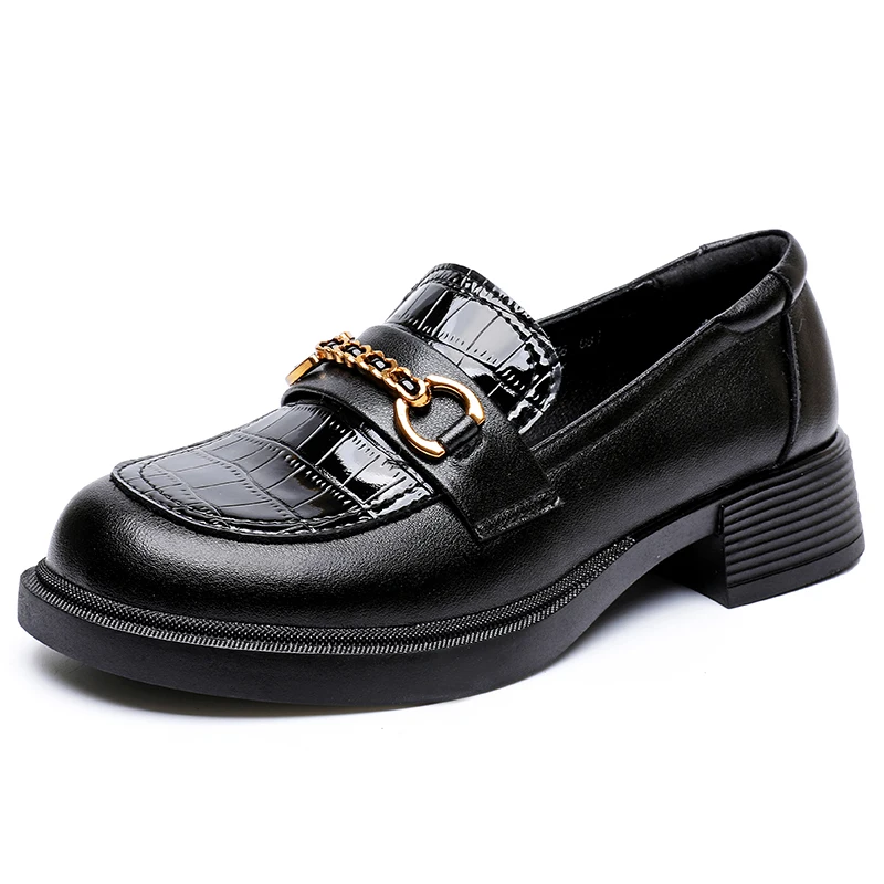 AIYUQI Loafers Women Shoes Genuine Leather British Style Ladies Shoes Slip on Large Size Women's Shoes