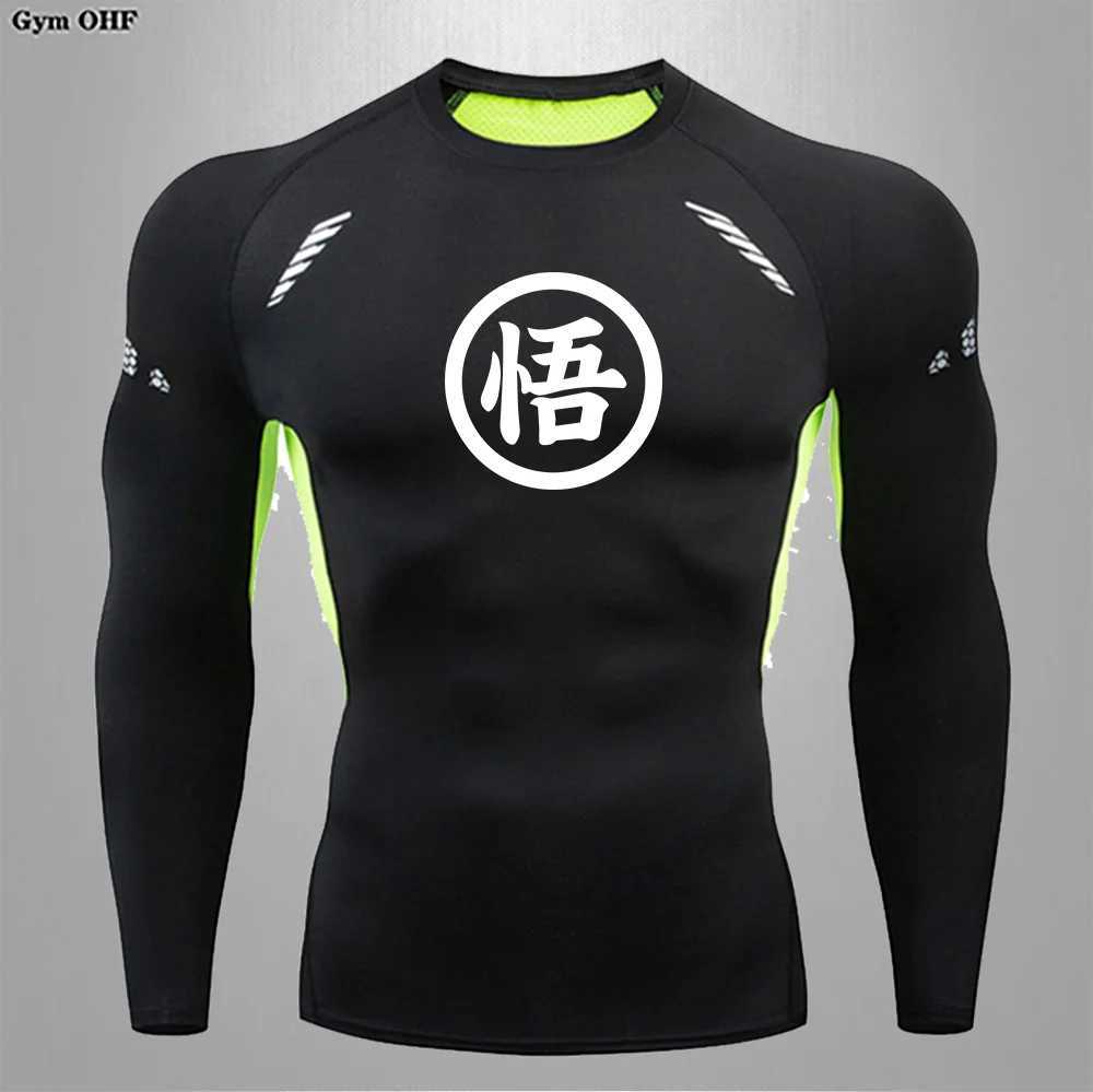New Arrival Long sleeved Z Goku anime mens running T-shirt quick drying shirt yoga training compression T-shirt gym jogging sweatshirt Rashguard Z2412