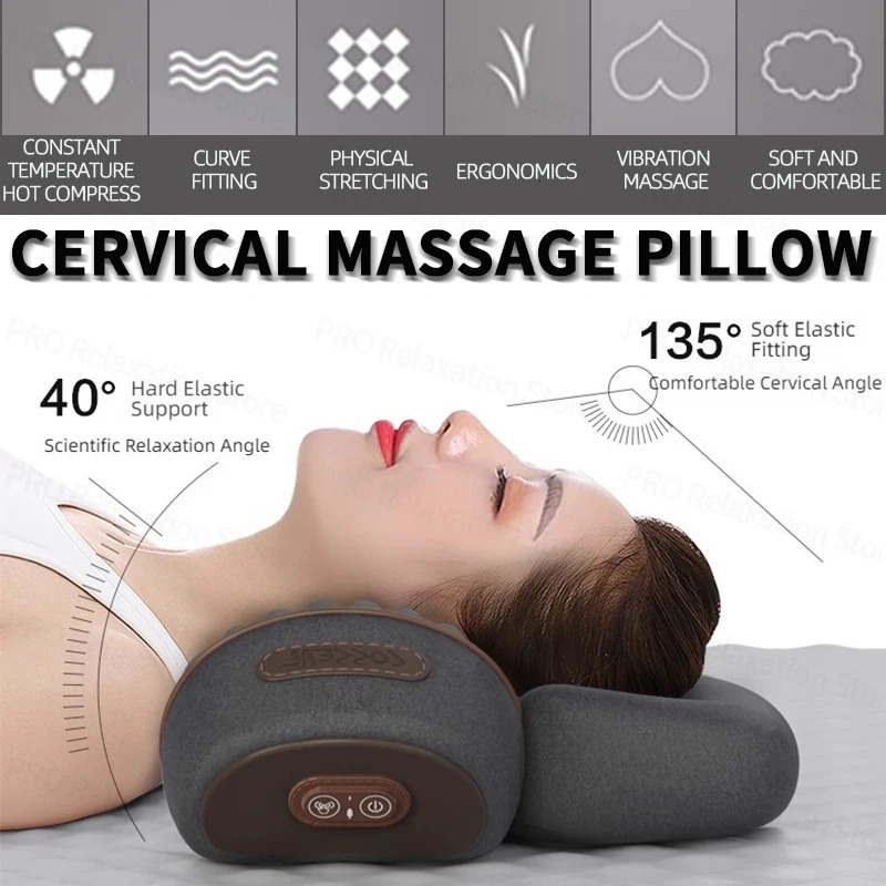 Cervical Pillow Spinal Sleep Neck Massager Trackless Heating Compression Masajeador Relaxation Treatment 241213