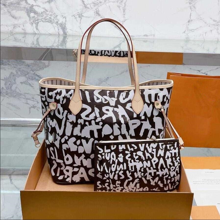 Luxury women graffiti tote bag designer bags lady letters printed shoulder Bag genuine Leather handbags purse high quality