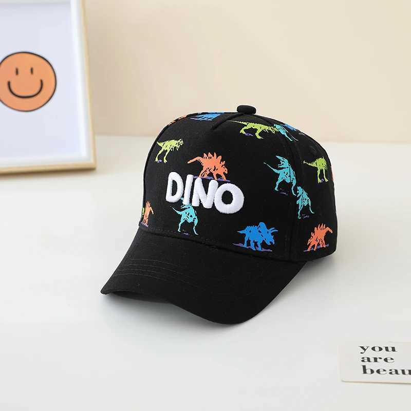Caps Hats Childrens sports hat school baby baseball 2024 summer embroidered dinosaur outdoor childrens hat 2-8 years adjustable H241223