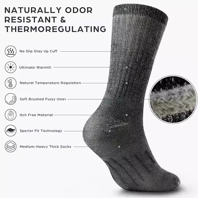 3 pairs of 80% Merino wool socks warm and thick hiking mats mens breathable sports socks moisturizing willow branches European size 241219