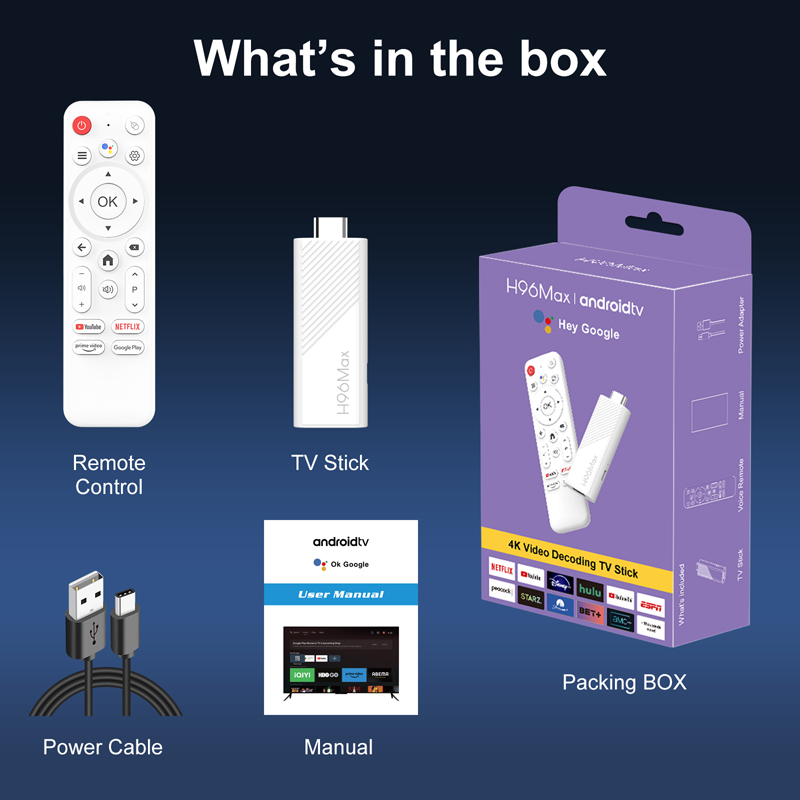 H96 MAX Stick Android 14 TV Allwinner H313 Smart 2GB 16GB 8GB Wifi6 BT 4K HD Set Top Box Gogle Voice Media Player