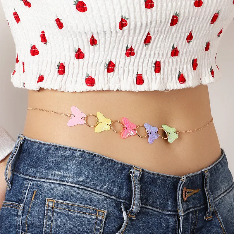 Sexy Body Creative Butterfly Waist Chain Jewelry Waist Chain for Women Beach Charm Bikini Belly Chain Butterfly Waist Chain Belt 241220