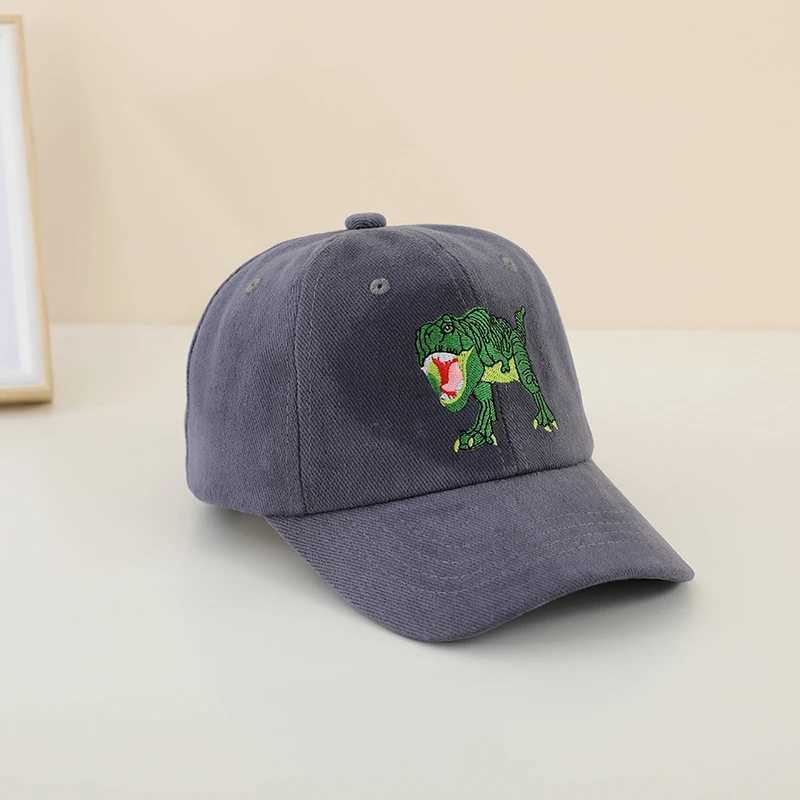 Caps Hats 2024 school boys baseball cap dinosaur embroidery childrens outdoor summer 2-8 year baby sports H24122321ZE