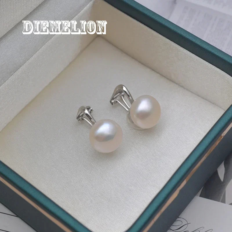 Fashion No Piercing Natural Freshwater Pearl Ear Clip on Earrings 925 Sterling Silver No Hole Earring for Women Wedding Jewelry 241220