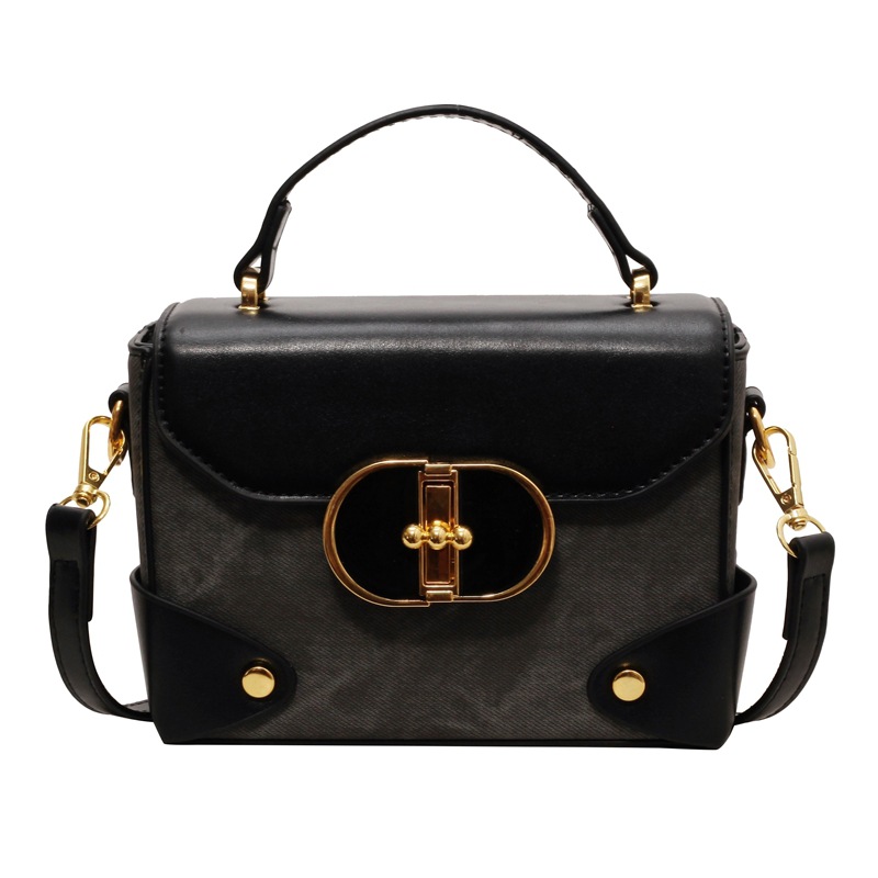 Free shippin Single Shoulder Bag Women Tote bag flap fashion Square black handheld bag handbag crossbody