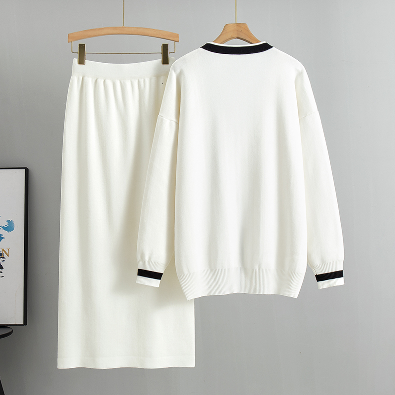 Korean Fashion Spring new Elegant Knit Blazer Skirt 2 Matching Vintage Knitted Two Piece Women Set