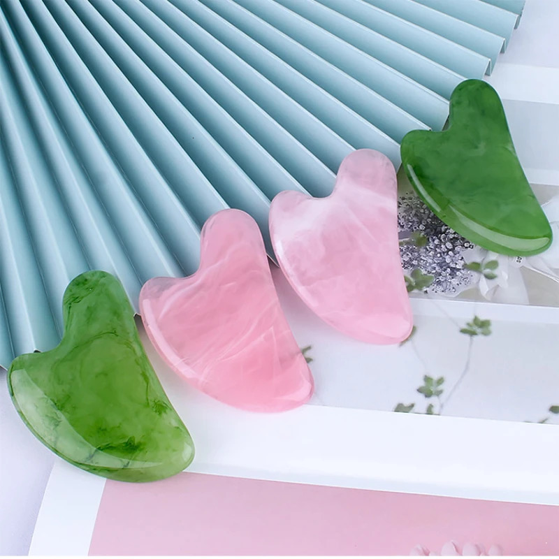 Resin Guasha Massage Board Rose Pink Jade Scraper Neck Back Body Tool 241213
