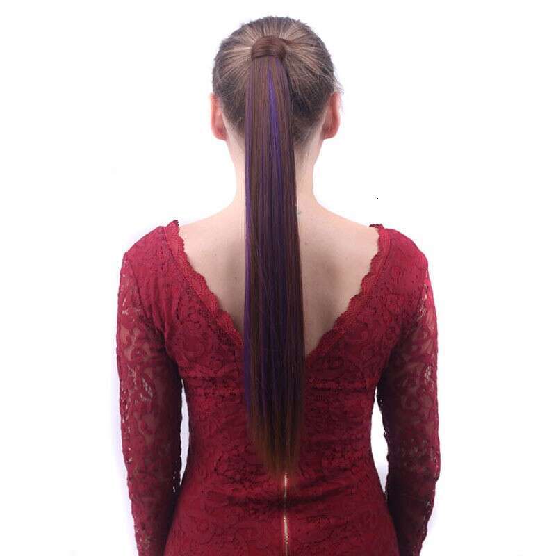 Medium Length Ponytail, Long Straight Hair, Velcro, Synthetic Wig, Ponytail Braid
