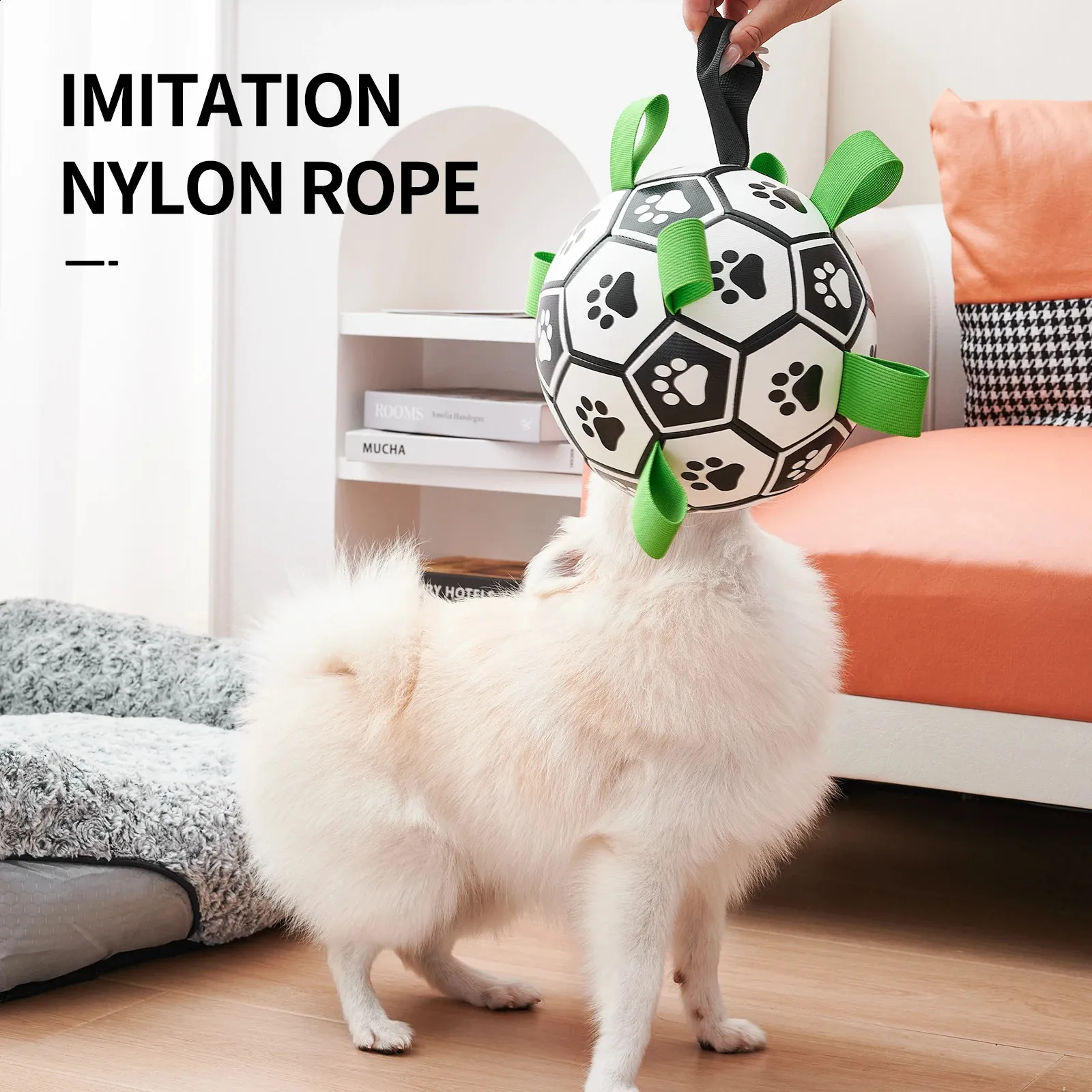 Dog Toys Soccer Ball with Straps Interactive Dog Toys for Tug of War Puppy Birthday Gifts Dog Tug Toy Dog Water Toy Durable