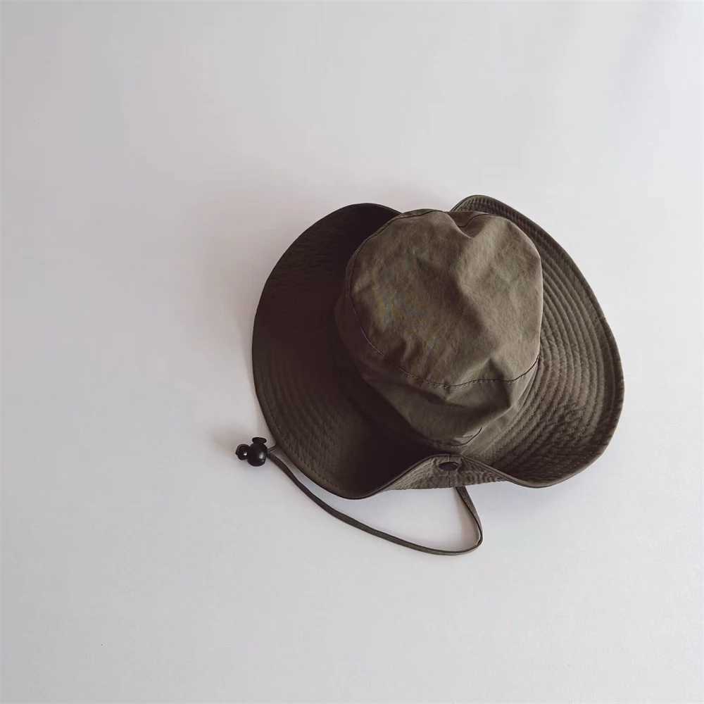 Caps Hats New Childrens Bucket Hat Summer Solid Color Sunhat Childrens Fishing Hat Sunhade Visor Boys and Girls Outdoor Fashion Beach Hat 2-6Y H241223