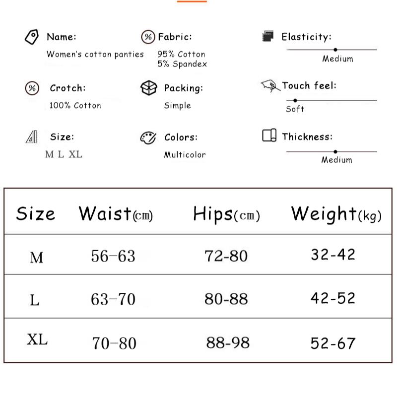5Pcs/Set Soft Cotton Panties For Women Cute Girls Briefs Female Mid Waist Underwear Intimates Underpants Sexy Lingerie Shorts
