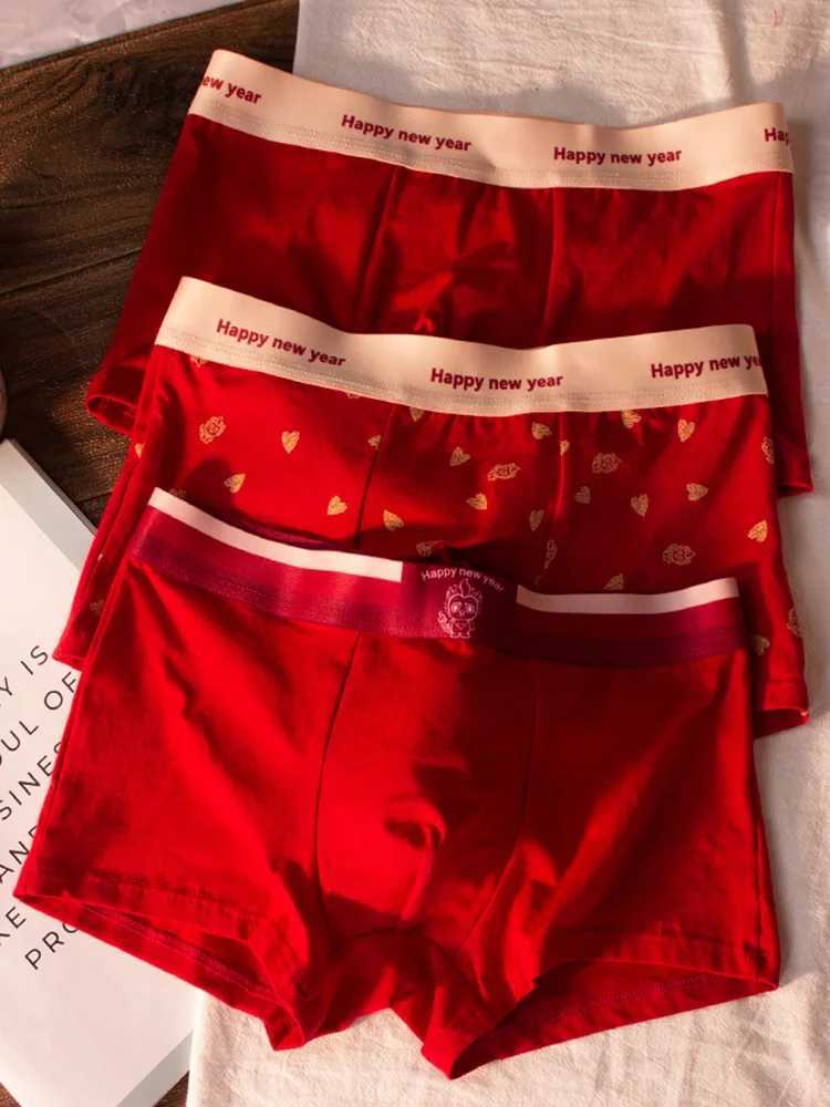 Mens boxing underwear cotton underwear sexy red dress mens breathable luggage U-shaped convertible mens comfortable underwear 45-00KG W241223