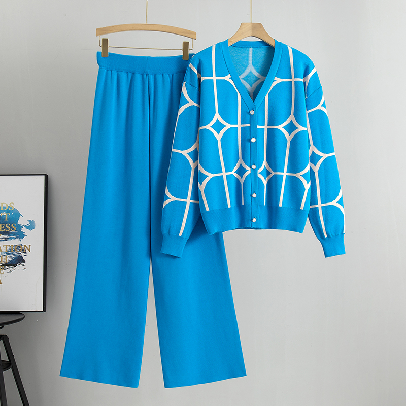 new Spring And Autumn Suit Women's New Fashion Sets Loose V Neck Sweater Casual Sports Pants Two Piece Set