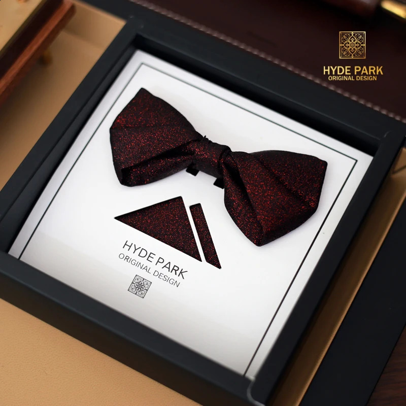 Sparkling Color Change Wedding Groom Mens Gift Box Set Mens Deep Burgundy Bow Tie 241220