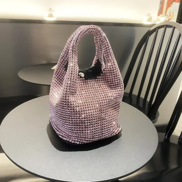 Shiny Crystal Bucket Shoulder Rhie Handmade Purses And Handbags Designer Evening Clutch Bag Purse Feather Cartoon