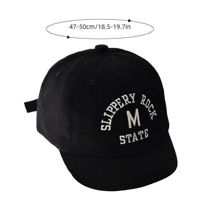 Caps Hats Korean letter embroidered baby hat summer toddler boys and girls cotton baseball cap solid color childrens adjustable foot cap H241223