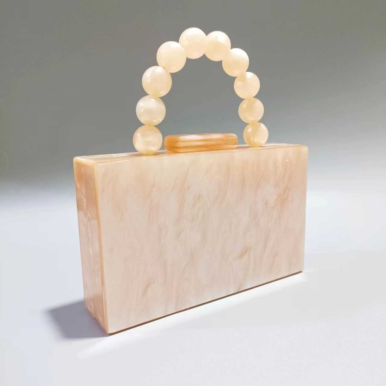 Clutch Bag Fashionable and Generous Womens New Pearl Acrylic Dinner Bag Beaded Wrist Portable Wedding Dress Bag 240920