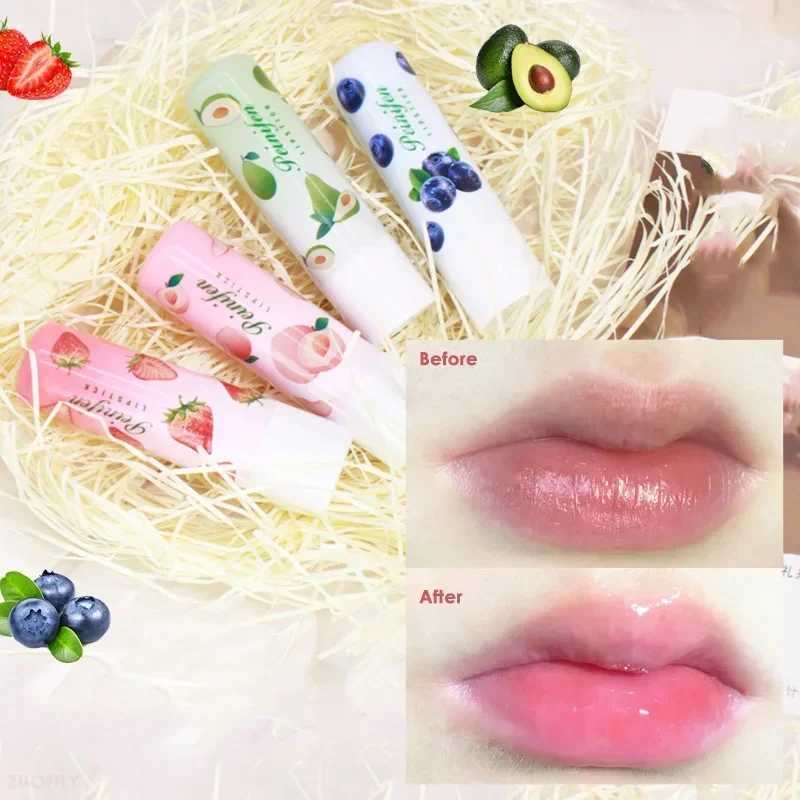 Fruit Lip Balm Temperature Change Color Tinted Lipstick Strawberry Peach Moisturizing Lasting Waterproof Lip Primer Cream MakeupXJ241223