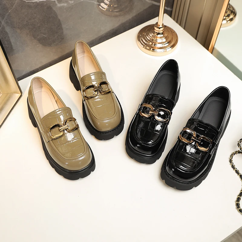 AIYUQI Women Loafers Genuine Leather Autumn Fashion Slip-on Women Heels Daily Round Toe Daily Large Size Women Shoes