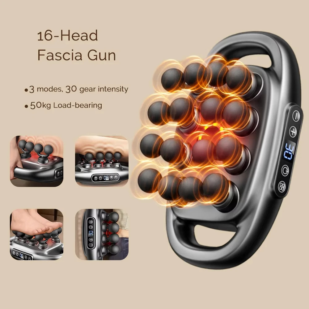 16 head fascia gun highfrequency vibration body massager back and waist neck shoulder Masajeador 241213