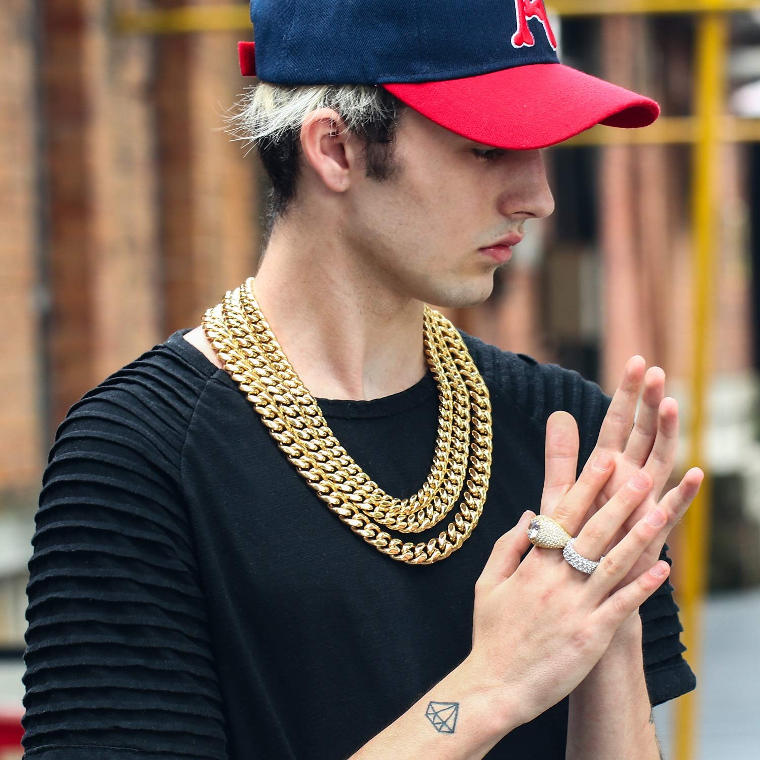 8mm/10mm/12mm/14mm/16mm Miami Cuban Link Stainless Steel Mens 14K Gold Chains High Polished Punk Curb Necklaces