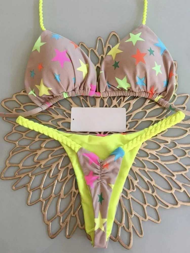 Women New Summer Bikinis Set Sexy Split Print Swimwear Fashion Beach Holiday Bikini 2 Piece Set Brazilian Beach Swimsuit BikinisXJ241223