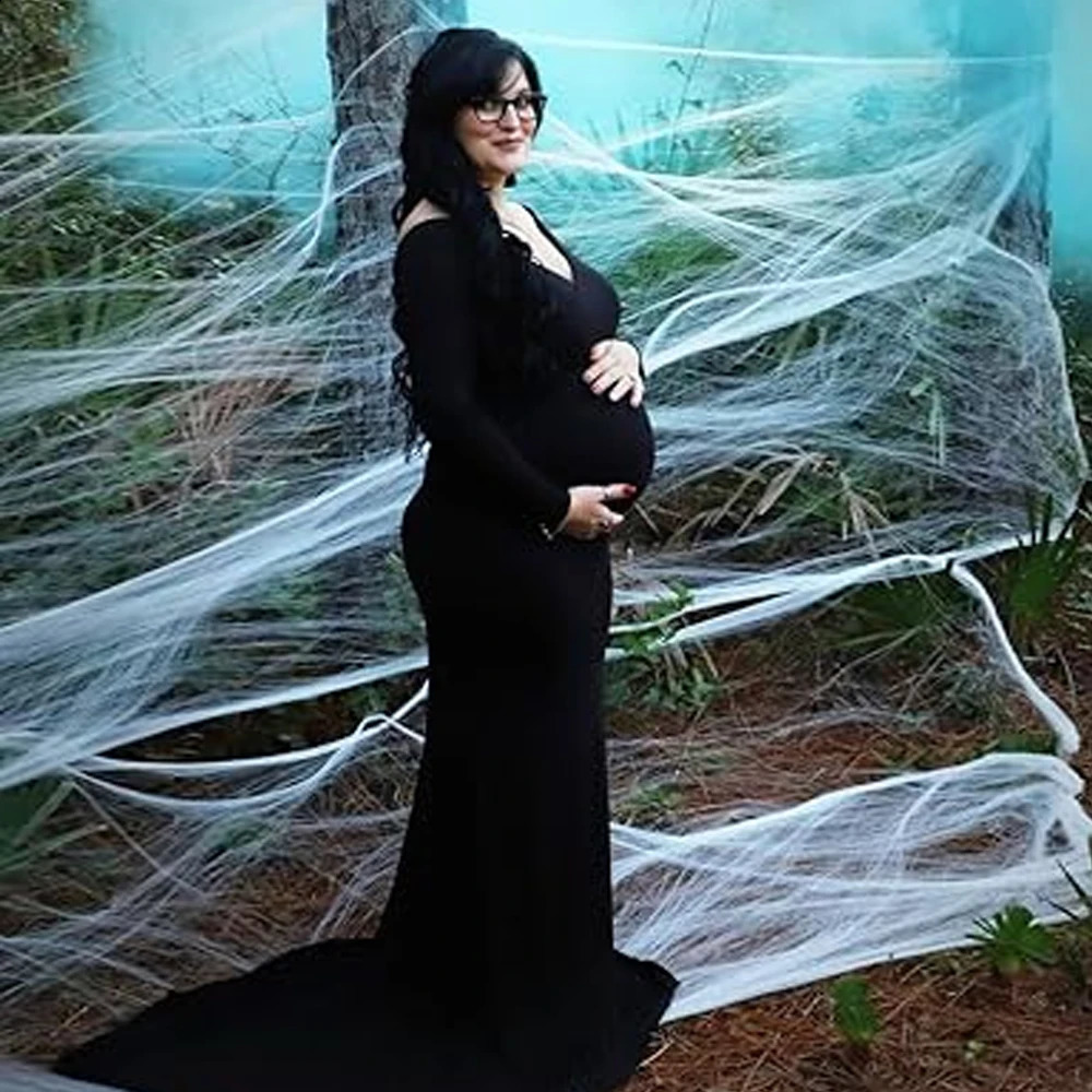 Pregnant Slim Dress Off Shoulder Maxi Floor Length Formal Gown Elegant Women Maternity Dresses For Poshoot Baby Shower 241223