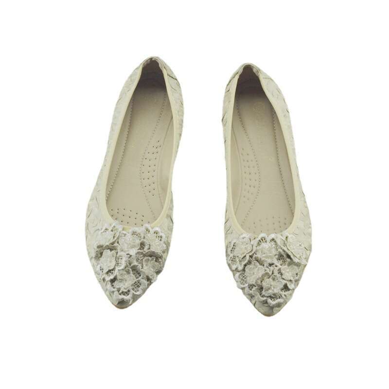 Flyknit Single Shoe Women's 2023 Spring And Summer New Pointed Flat Bottom Knitted Breathable Bean Shallow Mouth Soft Sole Lazy Shoes