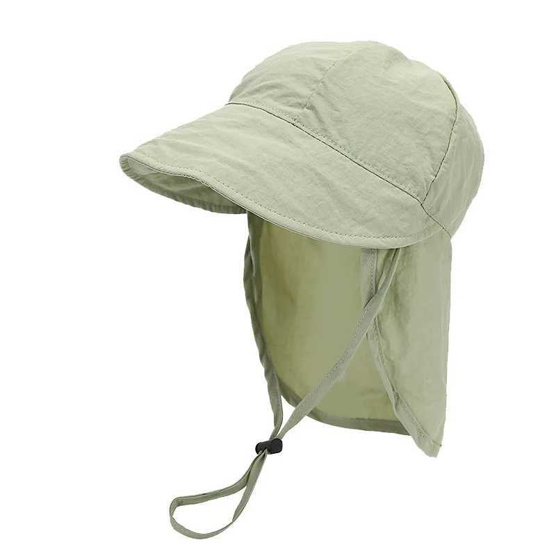 Caps Hats New summer toddler sun hat with Shawl soft Brim quick drying outdoor activity hat suitable for 1-3Y boys and girls beach UV protection hat H