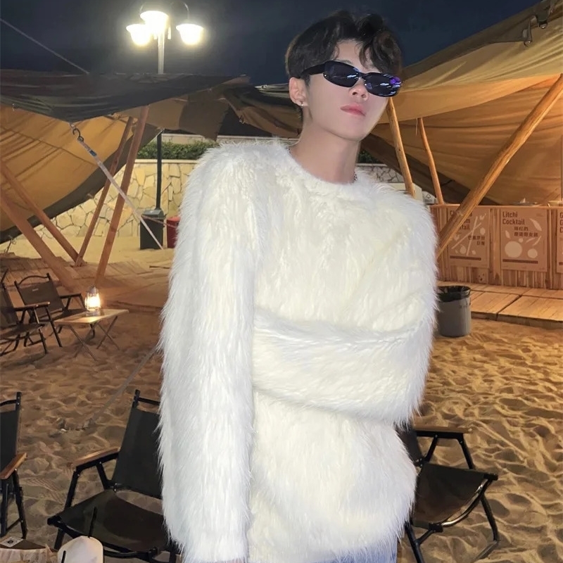 Guotai and Elegant Sweater Mens 2024 AutumnWinter Style Warm Lazy Loose Round Neck Knitted Top 241211