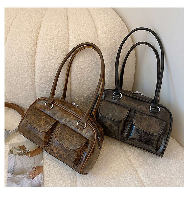 Women's Bags Handbag Retro Small Double Pockets Shoulder Bags For Women New Fashion Trend Designer Underarm Bag Female Handbags And Purses
