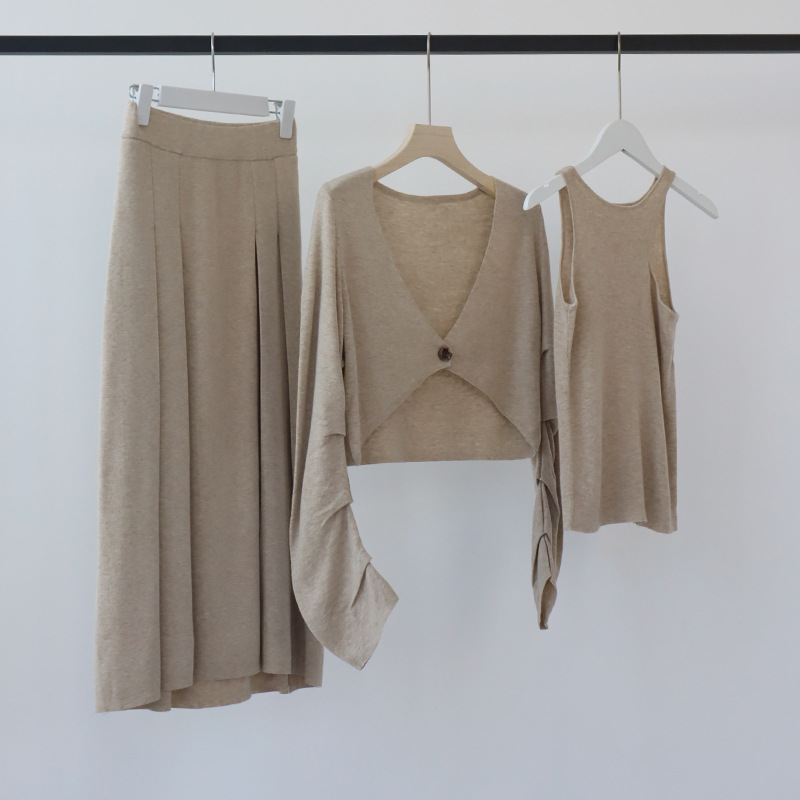 NZK3 2025 Charm Fit Beige Cotton knitwear dress