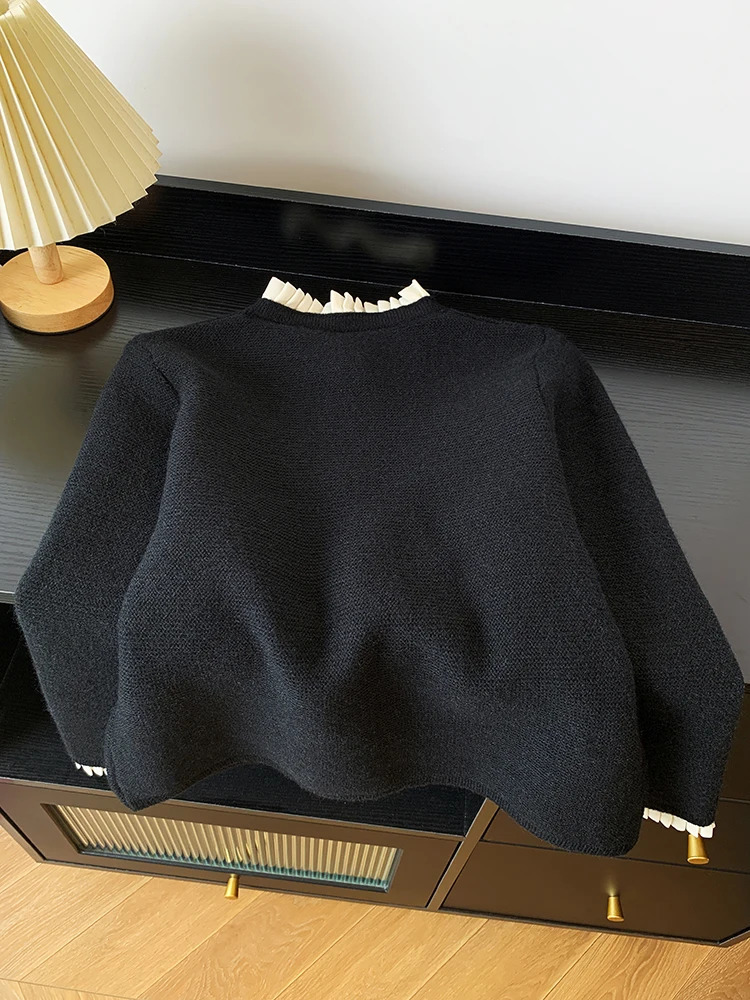 Womens Clothing 2024 Autumn Love Button Knitted Cardigan Jacket Lazy Style Sweet Fashion Sweater Tops 241220