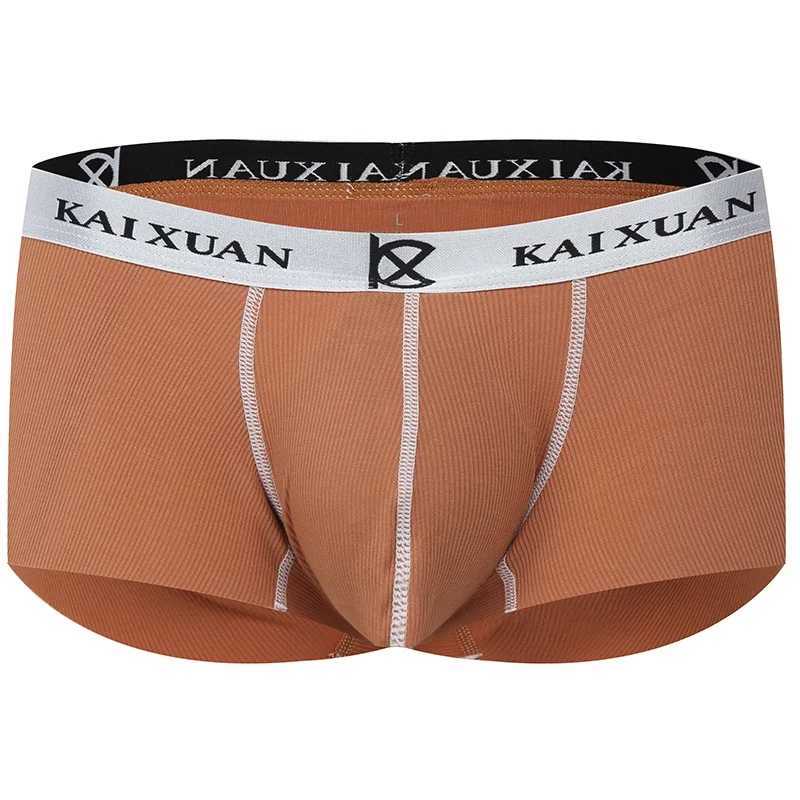 Seamless Mens Boxing Luxury Silk Spandex 3D Crotch Boxing Underwear Short Slip Underwear W241223