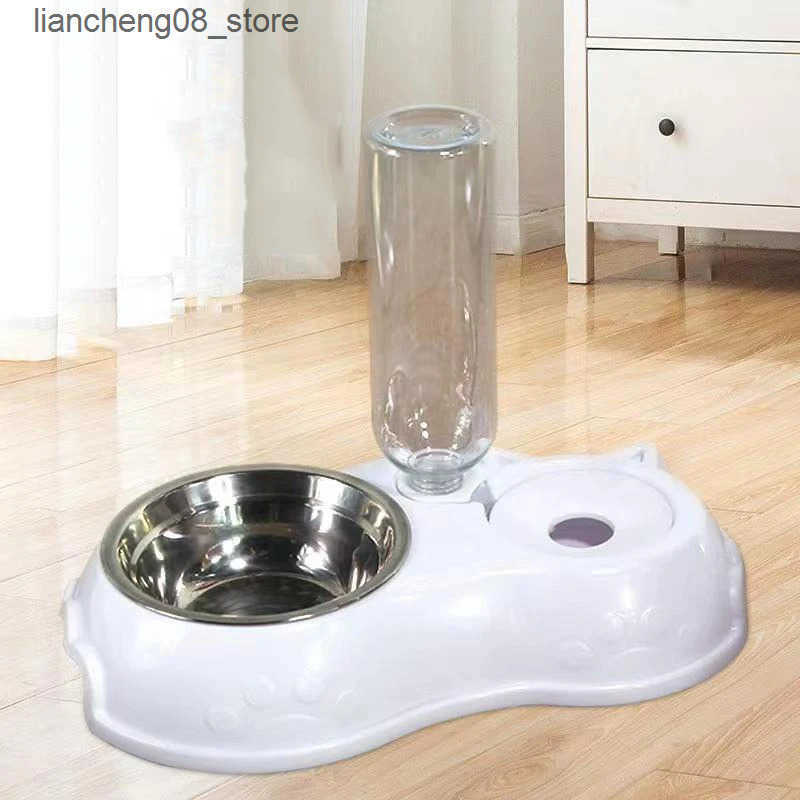Dog Bowls Dishes Pet Cat Automatic Water Dog Cat Food with Drinking Raised Stand Double Dish Bowls for Cats Dogs Pet L240910